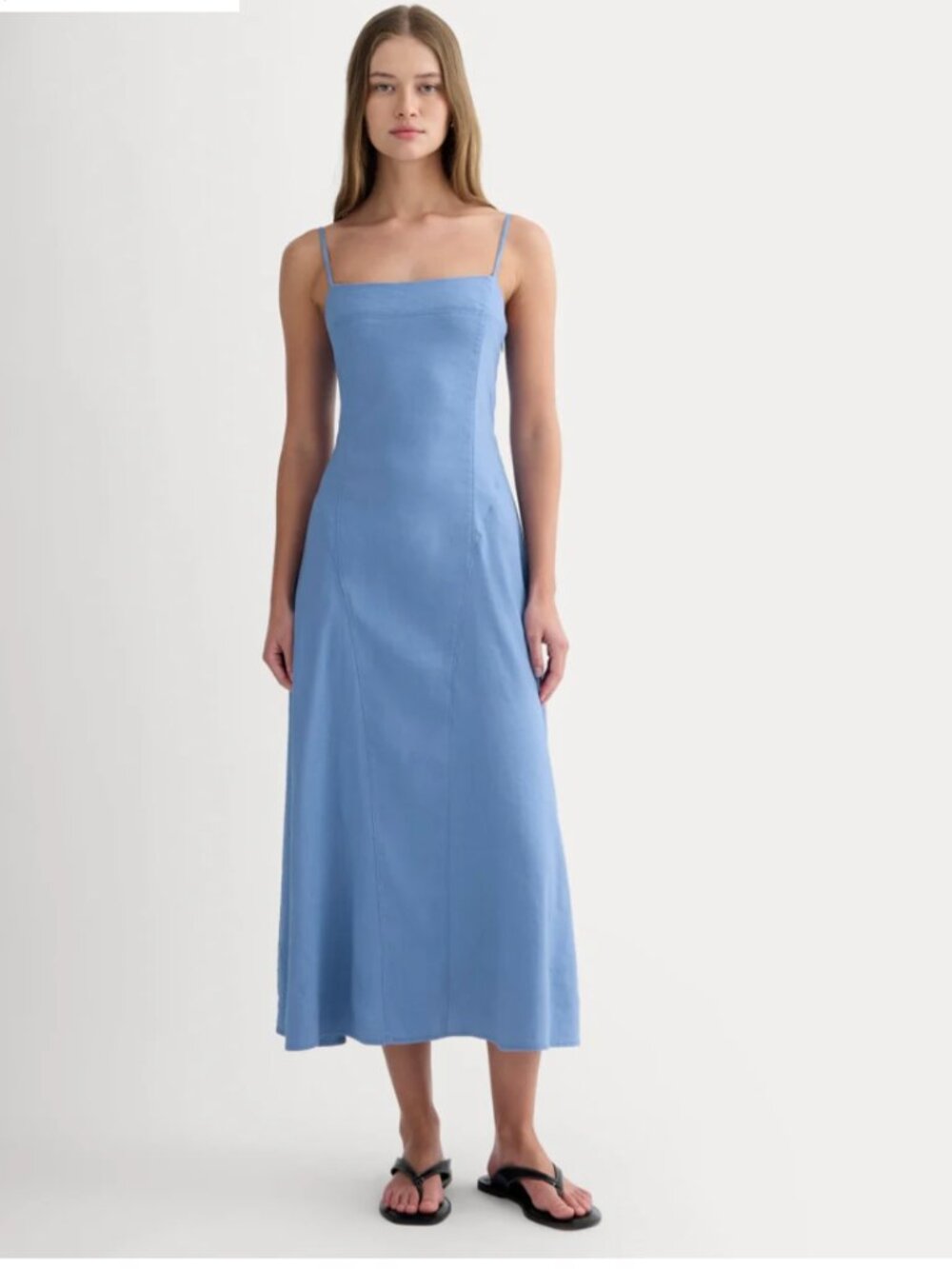 Everlane The Seamed Dress in Stretch Linen sz 00